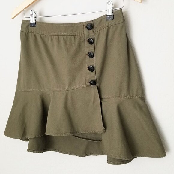 VERONICA BEARD Claremont Canvas Ruffled Mini Skirt Size 4 Army Olive Green $297 - Picture 7 of 16